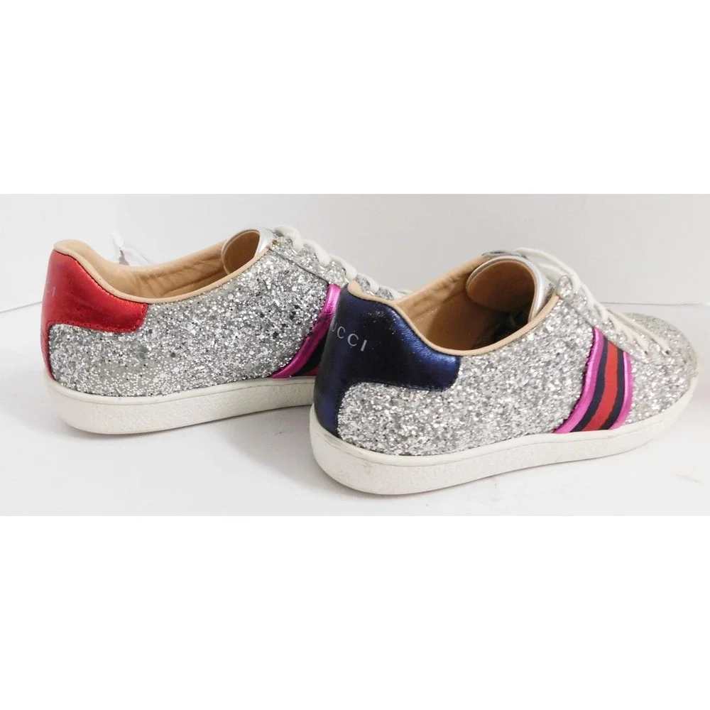 Gucci Ace Glitter Low Top Lace Up Sneakers Size EU 40/Fits Like US 9.5